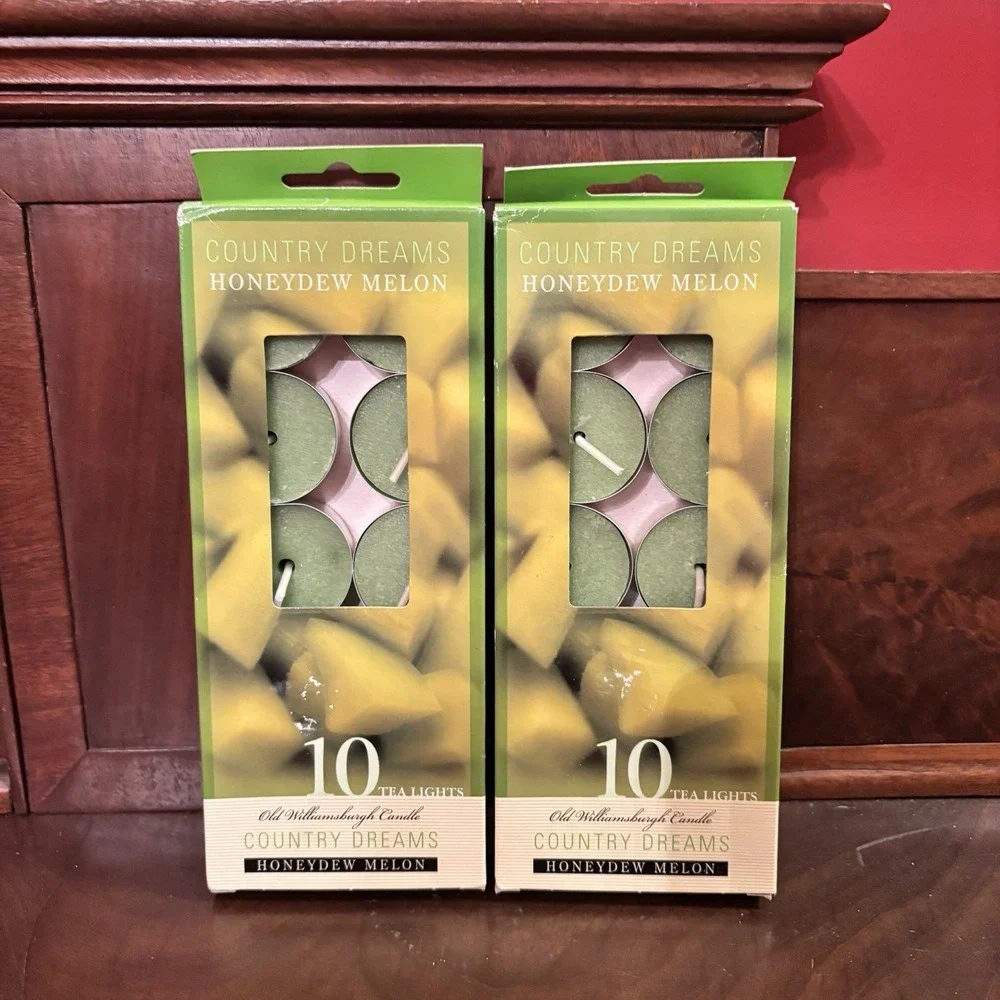 Lot of 2 Old Williamsburg Country Dreams Honeydew Melon Tea Lights 10 ct‎ Each